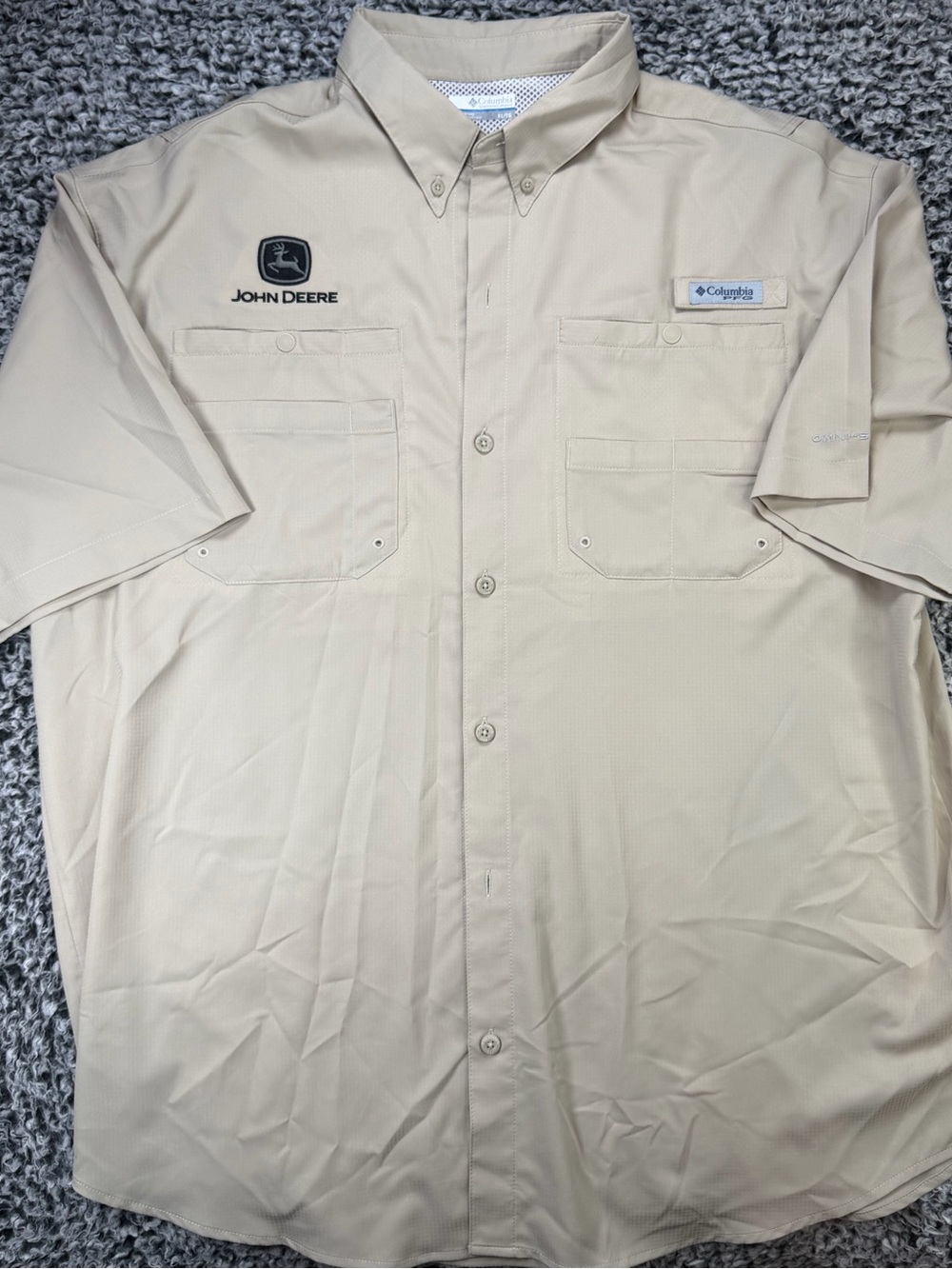 Columbia Short-Sleeve Work Shirt with John Deere Patch - Tan
